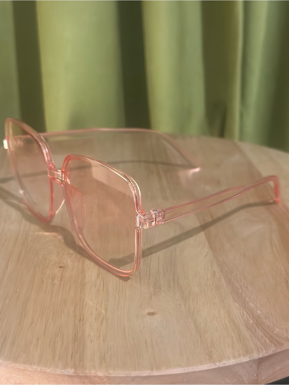 Clear Pink Square Frame Glasses
